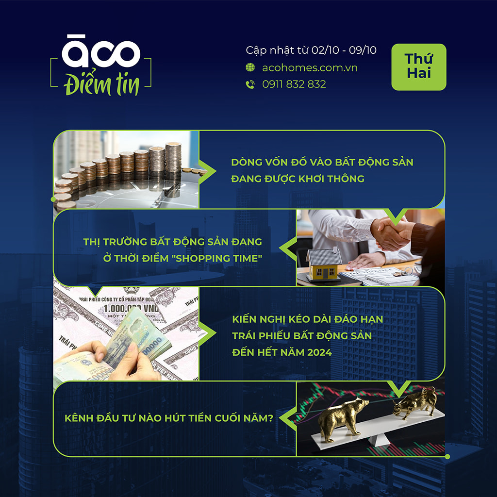ÀCO Homes điểm tin tuần 1 tháng 10 năm 2023 Kênh đầu tư nào hút tiền cuối năm
